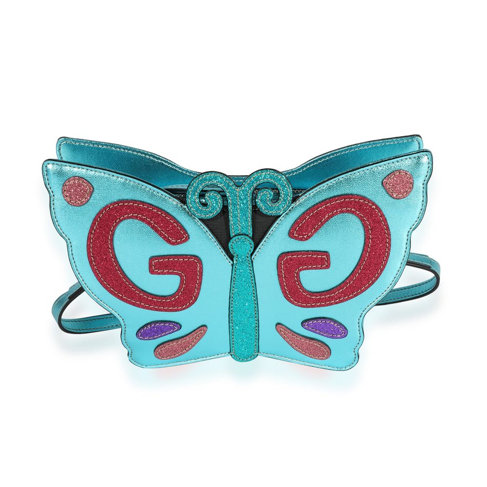 Gucci Metallic Blue Glitter Butterfly Bag